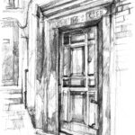 Porte ancienne à Venise, quartier San Polo, dessin au crayon