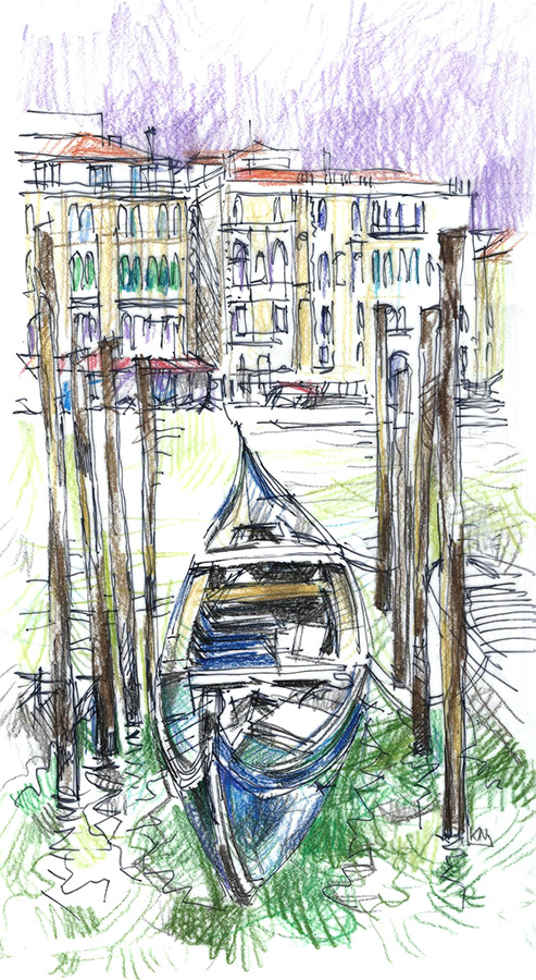 gondole attachee venise italie