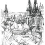 prague, toits de la vieille ville et l'église de tyn