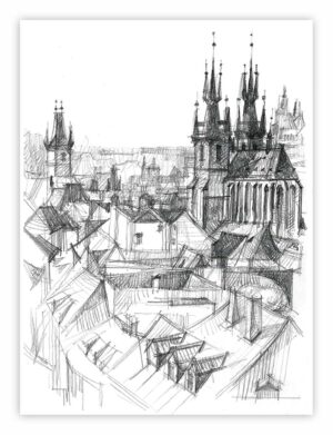 Panorama Kirchen Dächer alte Prag