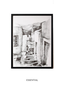 wąska uliczka wioska Cyklady Grecja