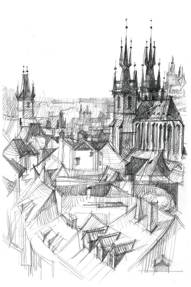 Panorama Eglises Toits Vieille Prague